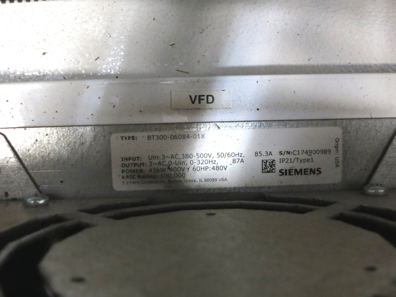 Siemens BT300-060X4-01X 60 HP VS Drive 480V 3R Enclosure